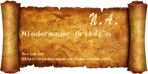 Niedermayer Arikán névjegykártya